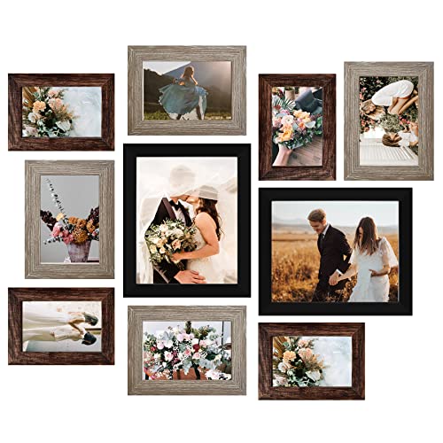 LUCKYLIFE Picture Frame Set - Gallery Wall Frame Collage with 3 Different Finishes