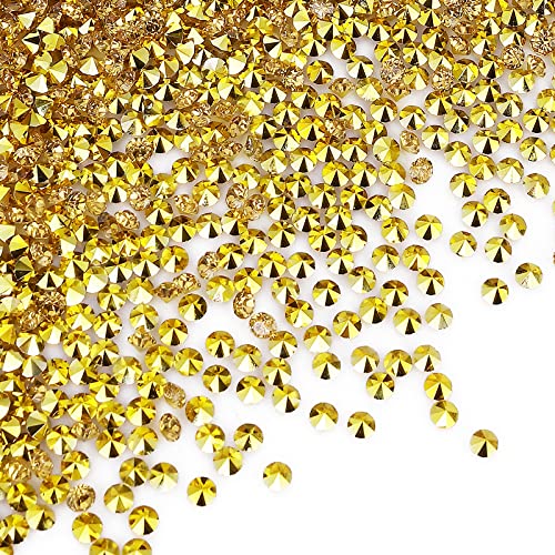 Lusofie 14400Pcs Acrylic Diamonds Rhinestones Gold Diamonds Vase Fillers Table Scatter Confetti for Table Centerpiece Decorations Wedding Bridal Shower Decorations( 3 mm)