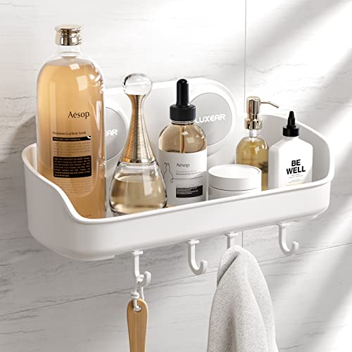 LEVERLOC Corner Shower Caddy Suction Cup NO-Drilling Removable Bathroom  Shower