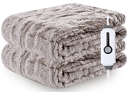 Luxurious Faux Fur Electric Heated Throw Blanket