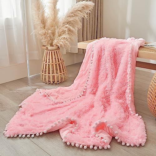 Luxurious Pink Fuzzy Throw Blanket