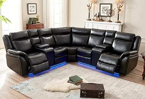 Luxurious Power Recliner Sofa Sectional Couch with LED Light