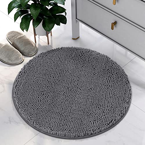 Luxury Chenille Shaggy Area Rug - Grey Non Slip Bath Mat