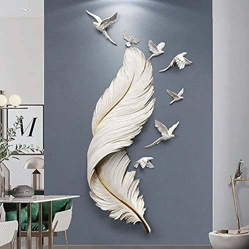 Luxury Feather Wall Art Metal Wings Decor