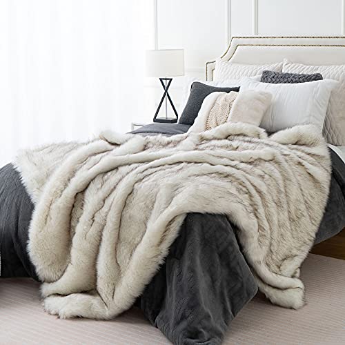 Luxury Ivory White Faux Fur Throw Blanket