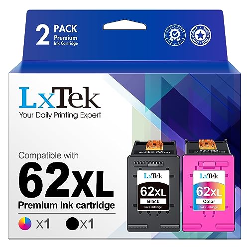 LxTek Ink Cartridge Replacement for HP 62XL 62 XL