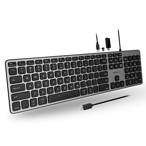 Macally Premium USB C Keyboard with USB Ports