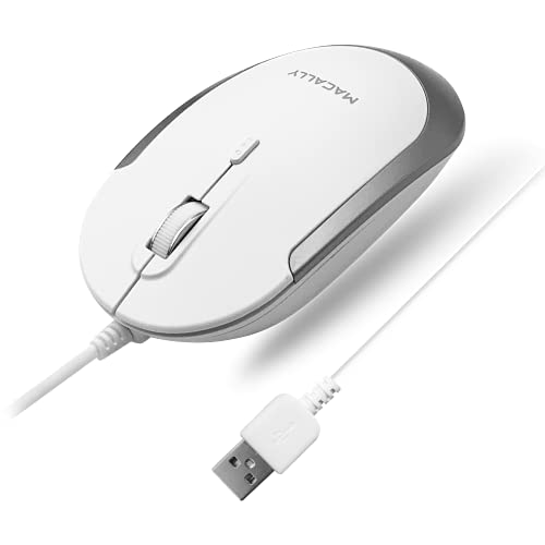 Macally Silent Wired Mouse - Slim & Compact USB Mouse