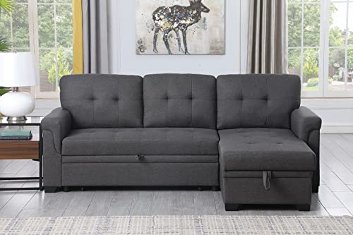 MACHOME L-Shape Sleeper Sectional Sofa with Storage Chaise