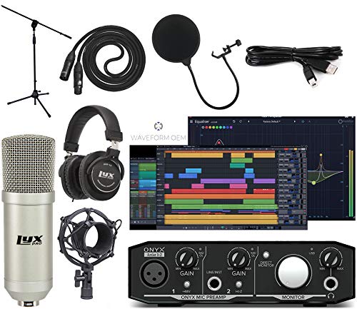 Mackie Onyx Artist 2-2 Audio/Midi interface With Pro Tools First/Tracktion Music Production Software Studio Bundle with Professional Recording Condenser Microphone