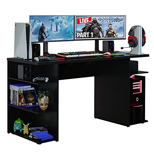 Madesa Gaming Computer Desk with 5 Shelves