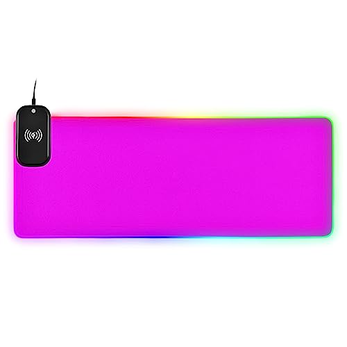 Magenta Gaming Mouse Pad with Wireless Charging