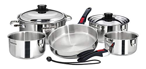 MAGMA 10 Piece Gourmet Nesting Stainless Steel Cookware Set