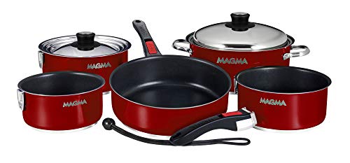 Magma 10-Piece Red Stainless Steel Induction Cookware Set