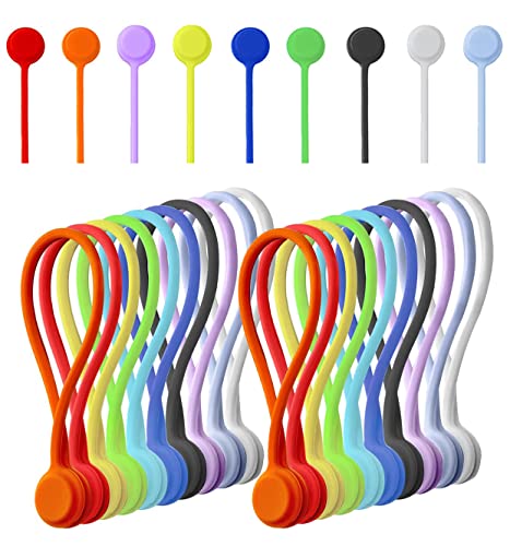 Magnetic Cable Ties Twist Ties for Cord Organization - 10 Colors