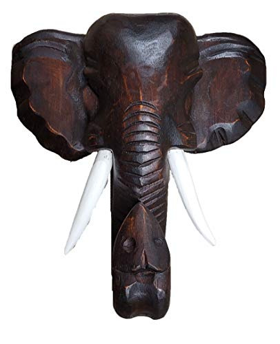 Mahogany Wood Elephant Head Wall Sculpture