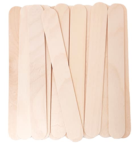 6 Inch Wooden Jumbo Popsicle Sticks for Crafts - 100 Craft Wood Sticks for  Food Ice Cream Sticks Tongue Depressors - Waxing Sticks for Hard Wax Paint  