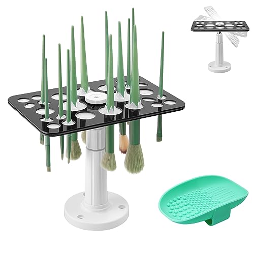 Makeup Brush Drying Rack with Cleaner Mat