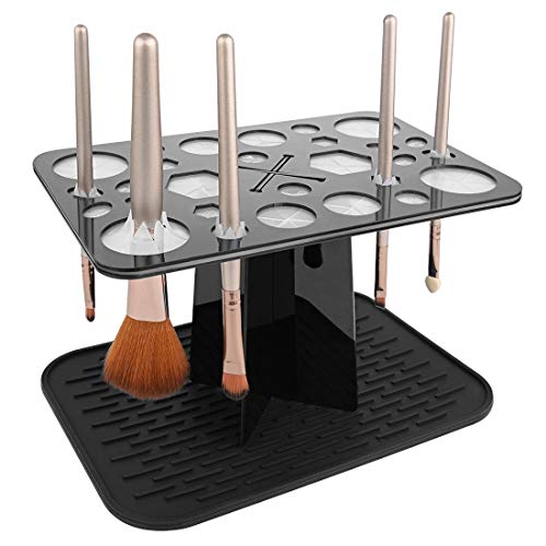 Makeup Brush Drying Rack with Silicone Mat