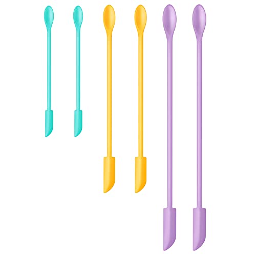 Makeup Spatula 6Pcs, Silicone Spatula Set Mini Small Spatula for food Bottle Beauty Spatula Tiny Lotion Jar Scraper to Get Last of Makeup Out（Multicolor)