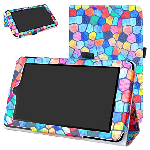 Mama Mouth for Nook Tablet 7 2016 Case,PU Leather Folio 2-Folding Stand Cover for 7" Barnes & Noble Nook 7 BNTV450 Andriod Tablet 2016,Stained Glass