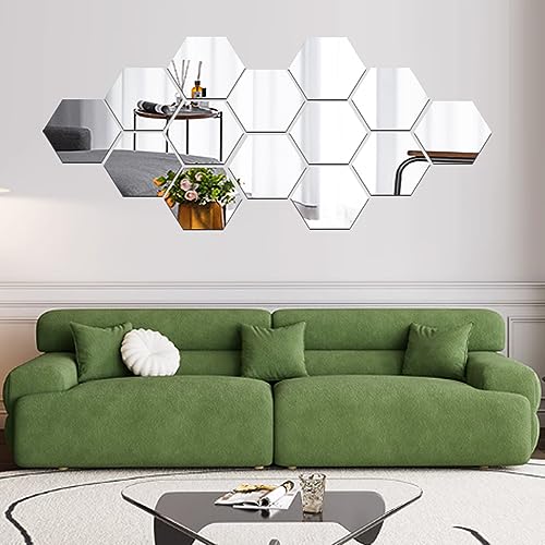 DAMEING Flexible Mirror Sheets, Mirror Wall Stickers Non Glass Self Adhesive Mirror Tiles Wall Sticky Mirror for Bathroom, Bedroom Dresser, Kitchen