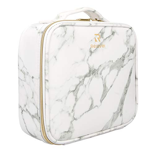 Marble Makeup Bag Organizer with Adjustable Dividers