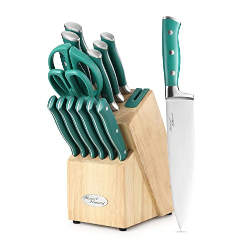 Marco Almond® 14-Piece Knife Set with Built-in Sharpener