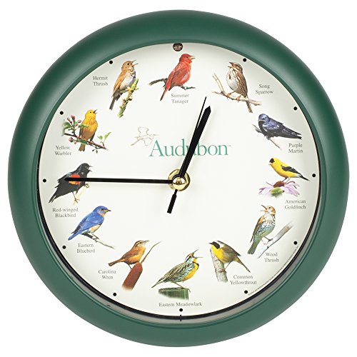 Mark Feldstein & Associates Audubon Singing Bird Wall / Desk Clock, 8 Inch