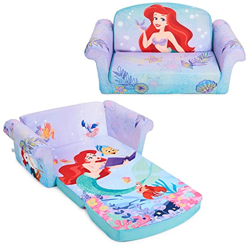 Marshmallow Furniture, Children's 2-in-1 Flip Open Foam Compressed Sofa, Disney's The Little Mermaid