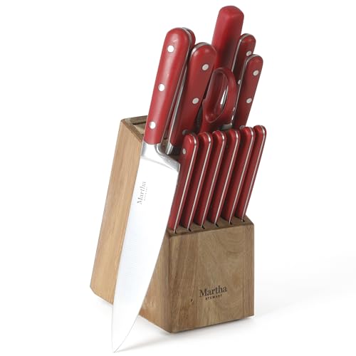 MARTHA STEWART Eastwalk 14 Piece Knife Block Set - Red