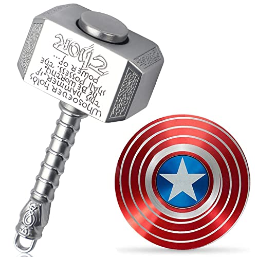 Marvel-inspired Hammer and Shield Fidget Spinners
