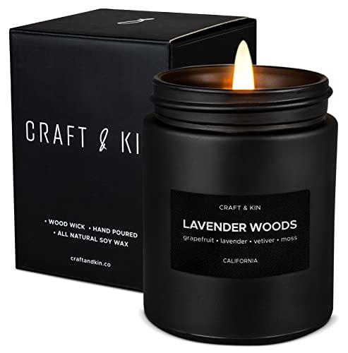 Masculine Lavender and Wood Scented Candle