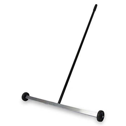 Master Magnetics Magnet Sweeper, 27” Wide Push-Type Mini Magnetic Broom with Wheels, Industrial Pick-Up Tool for Nails, Screws, and Metal Debris, 07265