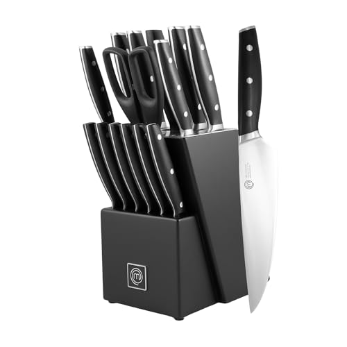 Bfonder 11pcs Kitchen Knife Set Knife Block Set with Sharpener