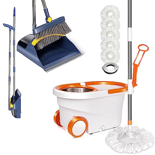 Masthome Spin Mop and Broom Set