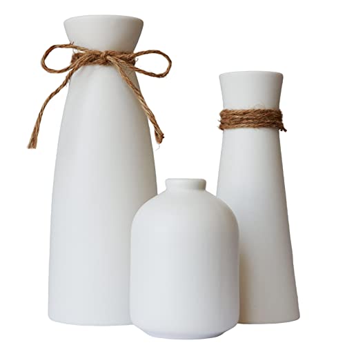 Matte White Ceramic Vase Set of 3