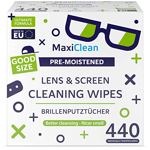 MAXI CLEAN Lens Wipes - Pre-moistened Eyeglass Cleaning Wipes