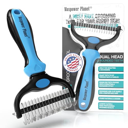Maxpower Planet Pet Grooming Brush - Double Sided Shedding and Dematting Undercoat Rake for Dogs and Cats