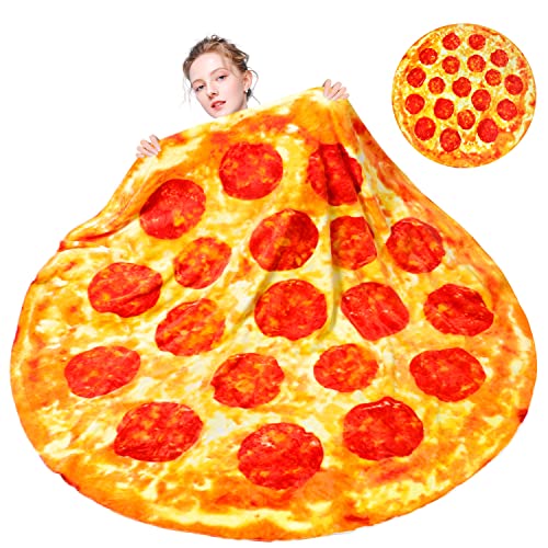 Jekeno Pizza Blanket for Kid and Adults,Funny Food Blanket,Pizza Themed  Gifts 2.0 Double Sided 300 GSM Throw Blanket Soft Warm Comfortable  Pepperoni Pizza Blanket 60 inch