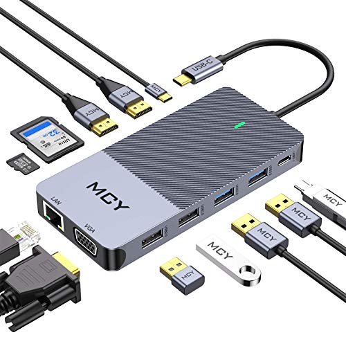 MCY 12-in-1 Triple Display Laptop USB C Docking Station