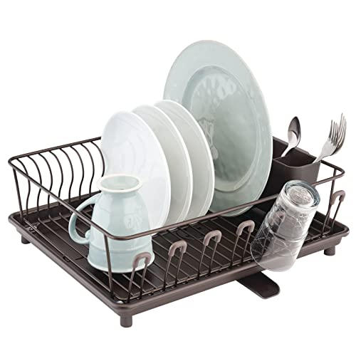 mDesign Alloy Steel Sink Dish Drying Rack Holder