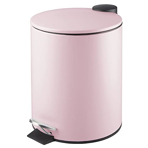 mDesign Metal 1.3 Gallon Round Step Trash Wastebasket