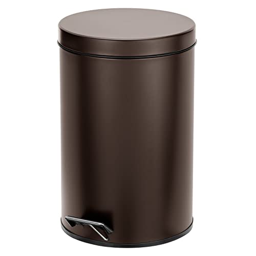 mDesign Metal/Steel Round Step Trash Can with Lid
