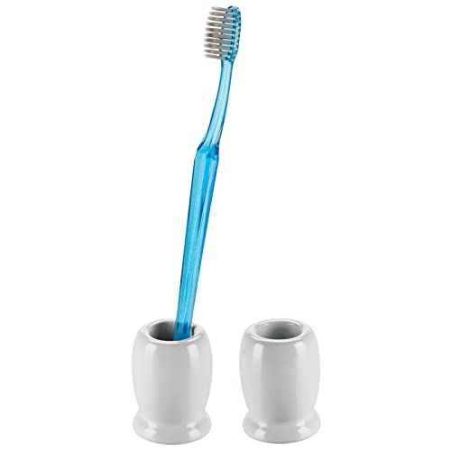 mDesign Mini Ceramic Toothbrush Holder