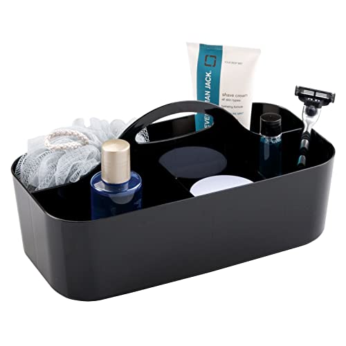 mDesign Plastic Divided Shower Organizer Basket Caddy Tote with Handle