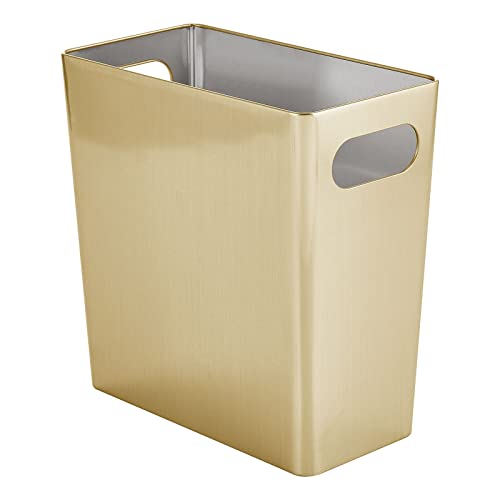 mDesign Rectangle Trash Can with Handles
