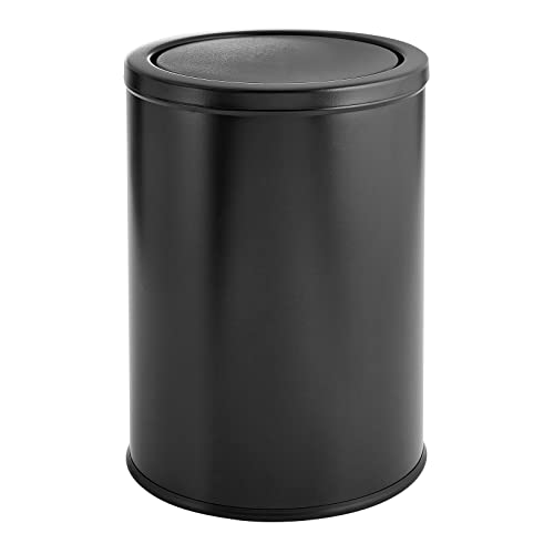 mDesign Small Round Metal Trash Can - Black