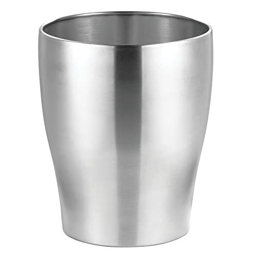 mDesign Small Round Steel Trash Can