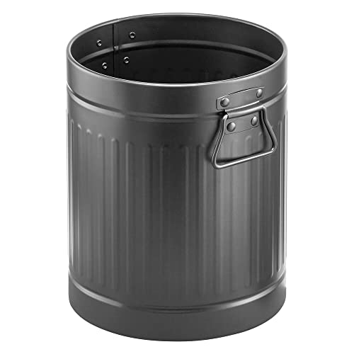 mDesign Steel Metal 2 Gallon Trash Can Wastebasket - Black